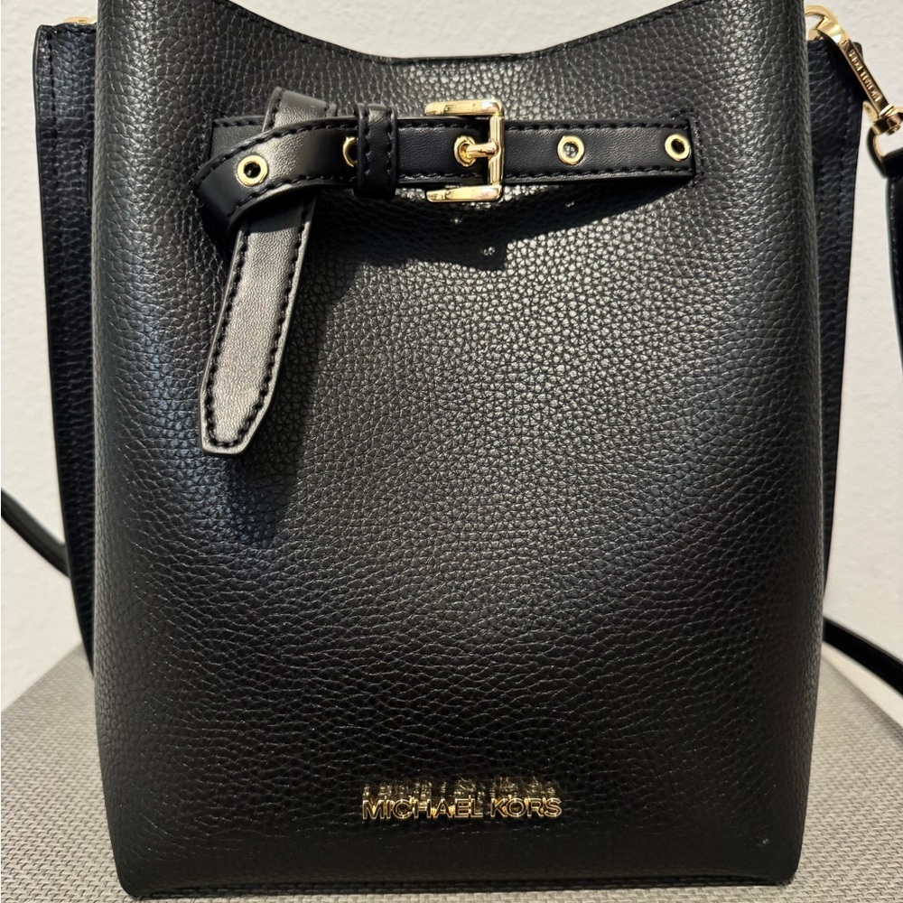 Michael Kors Black Crossbody Bag with Gold Accents